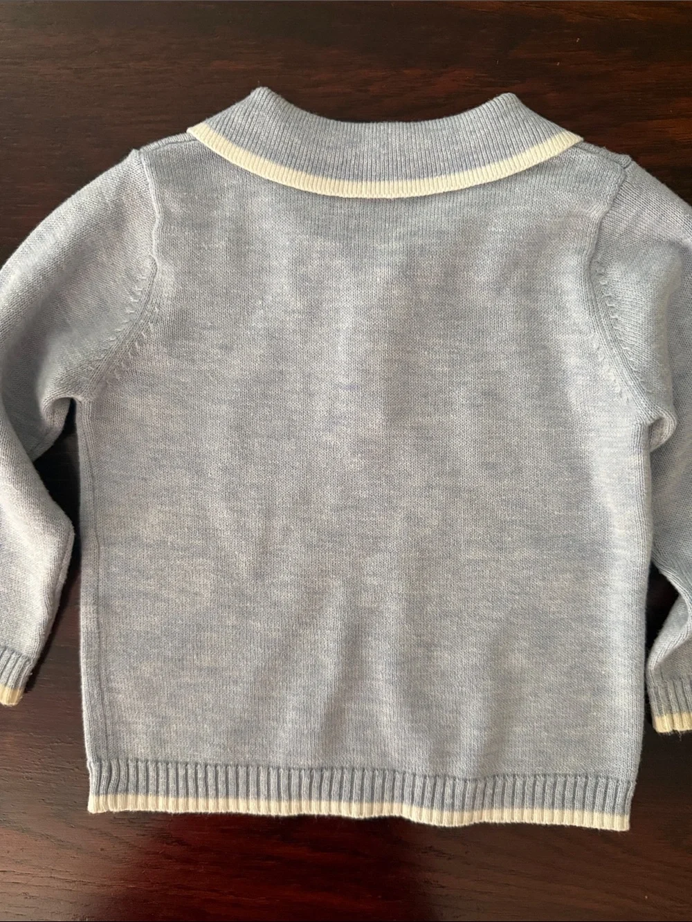 Edgehill Collection Light Blue Knit Polo Set with Cream Trim